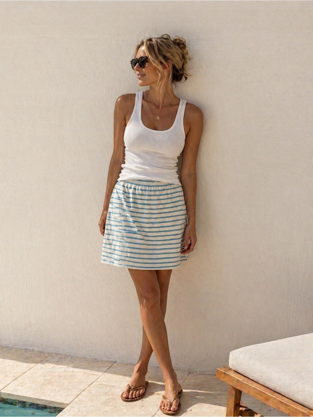 Soaked In Luxury Ingeline Striped Skirt Preppy Nautical Effortless Resort Beach